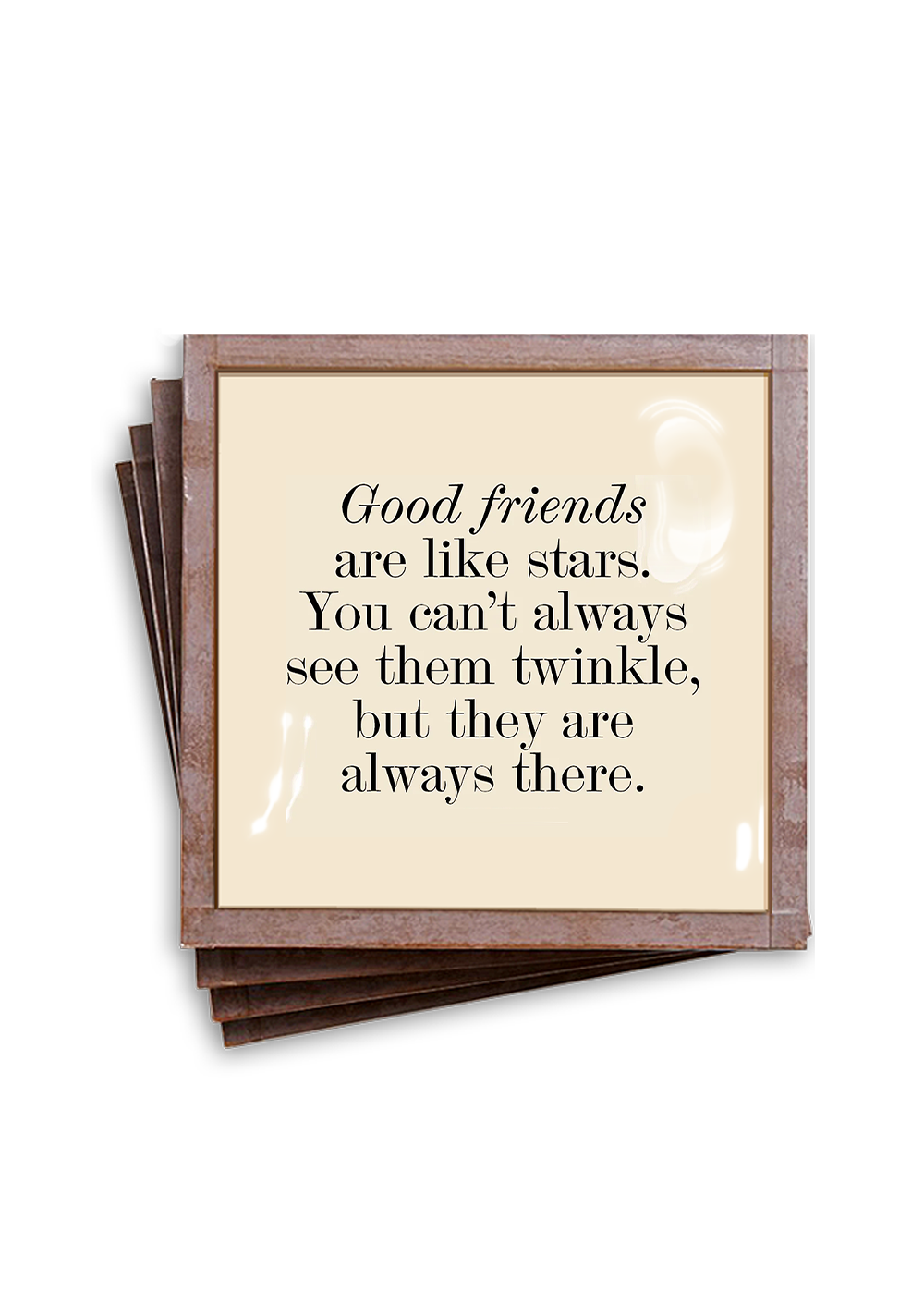 Good Friends Are Like Stars Copper & Glass Coasters, Set of 4