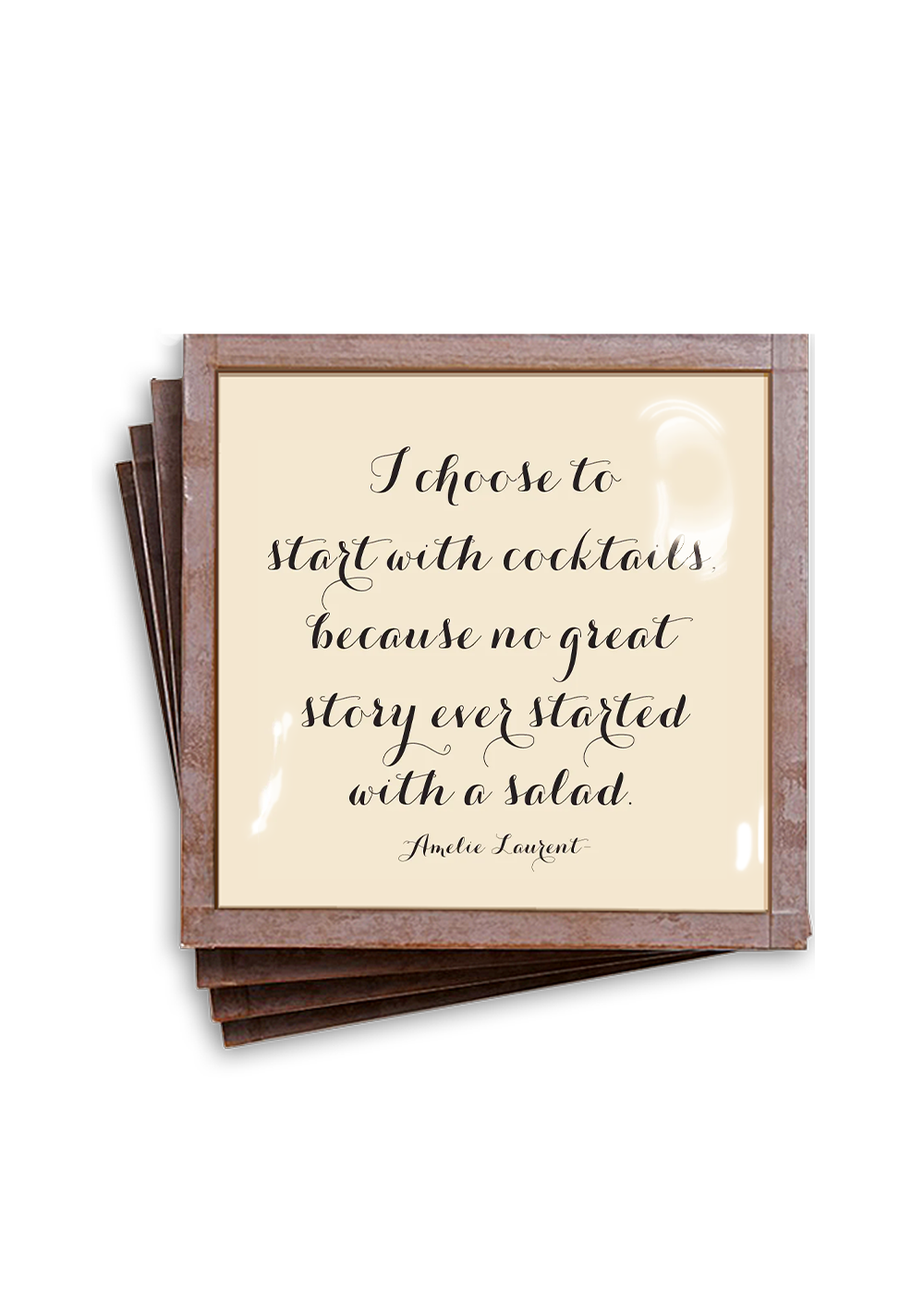 Bensgarden.com | I Choose To Start With Cocktails Copper & Glass Coasters, Set of 4 - Ben's Garden. Made in New York City.