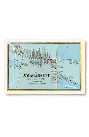 Amagansett Vintage Map Decoupage Glass Tray - Bensgarden.com