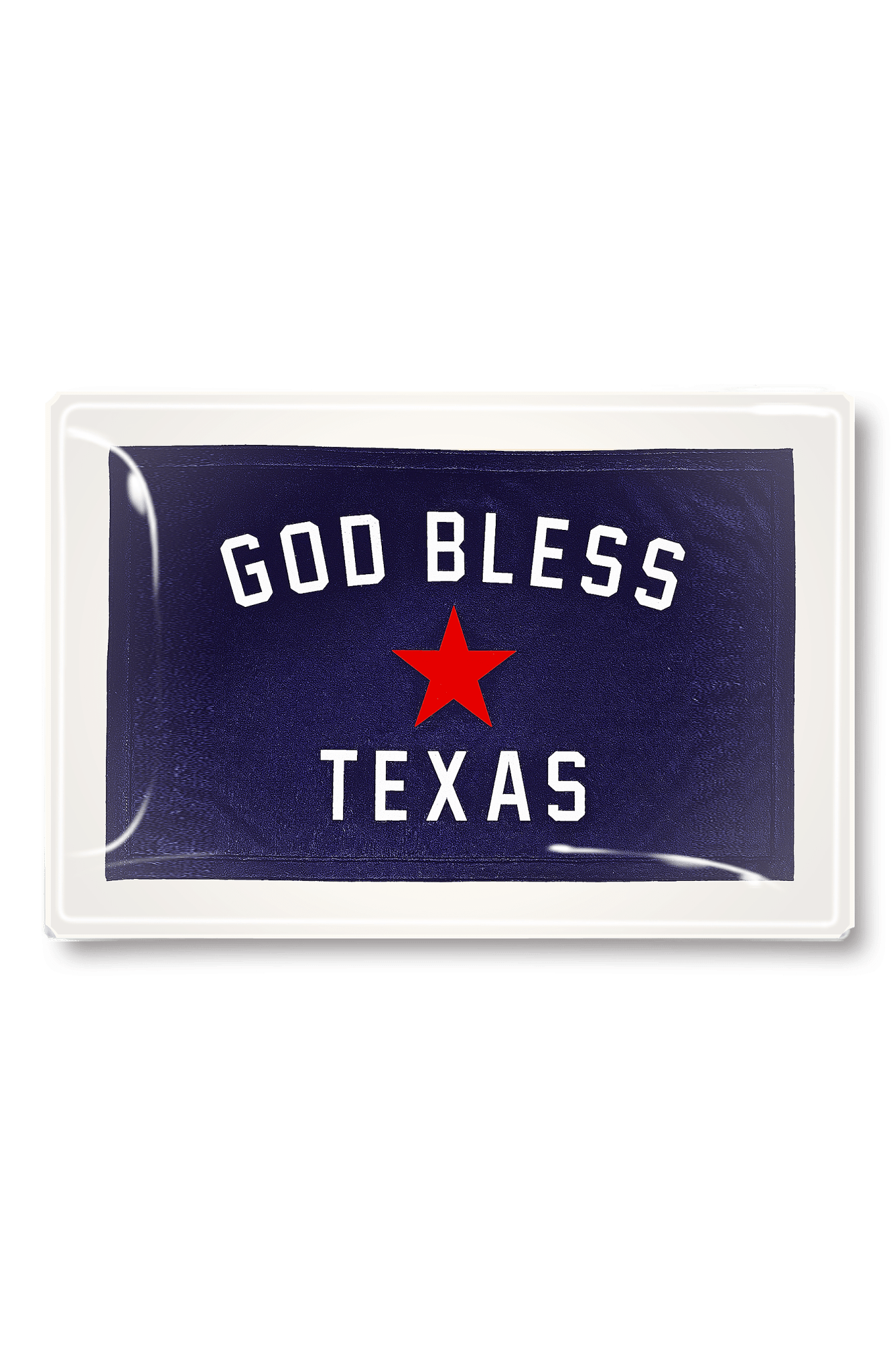 God Bless Texas Vintage Pennant Decoupage Glass Tray - Bensgarden.com