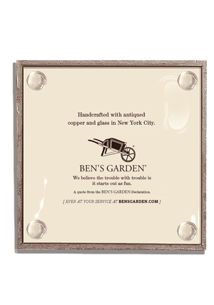 Bensgarden.com | May Love & Laughter Copper & Glass Coasters, Set of 4 - Ben's Garden. Made in New York City.