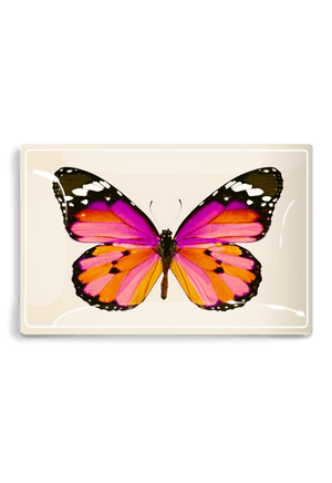 Pink Sardinia Butterfly Decoupage Glass Tray - Bensgarden.com