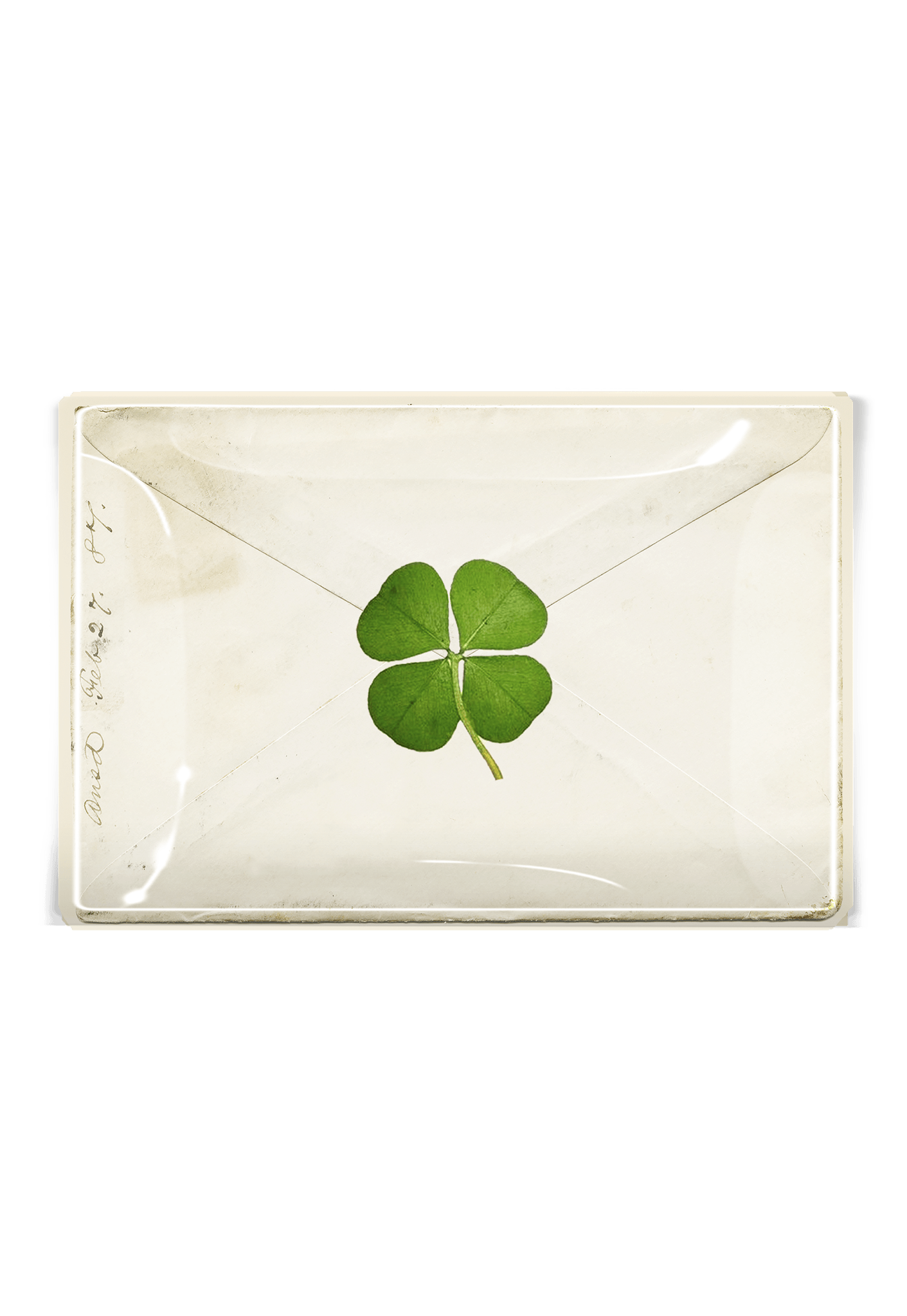 Pressed Clover French Envelope Decoupage Glass Tray - Bensgarden.com