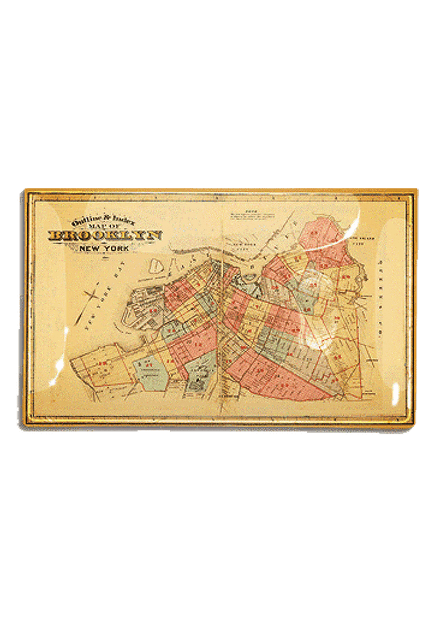 Vintage Brooklyn Map Decoupage Glass Tray - Bensgarden.com