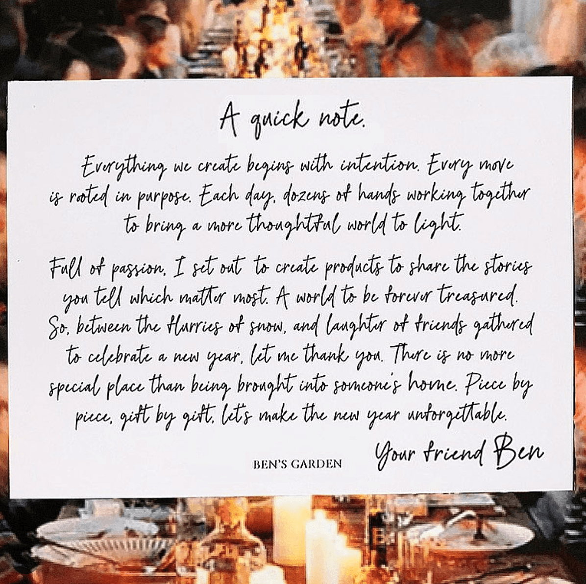 A quick note from Ben looking towards 2020 and who we are. - Ben's Garden