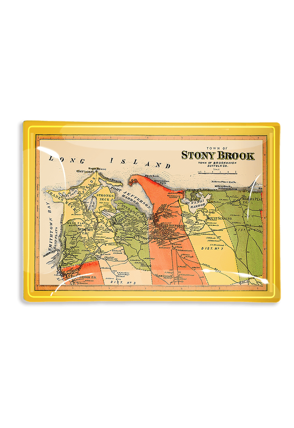 1894 Stony Brook Long Island Map Decoupage Glass Tray - Bensgarden.com