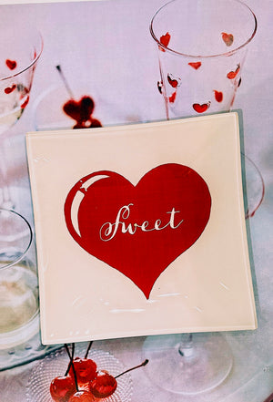Sweet Heart Decoupage Glass Tray