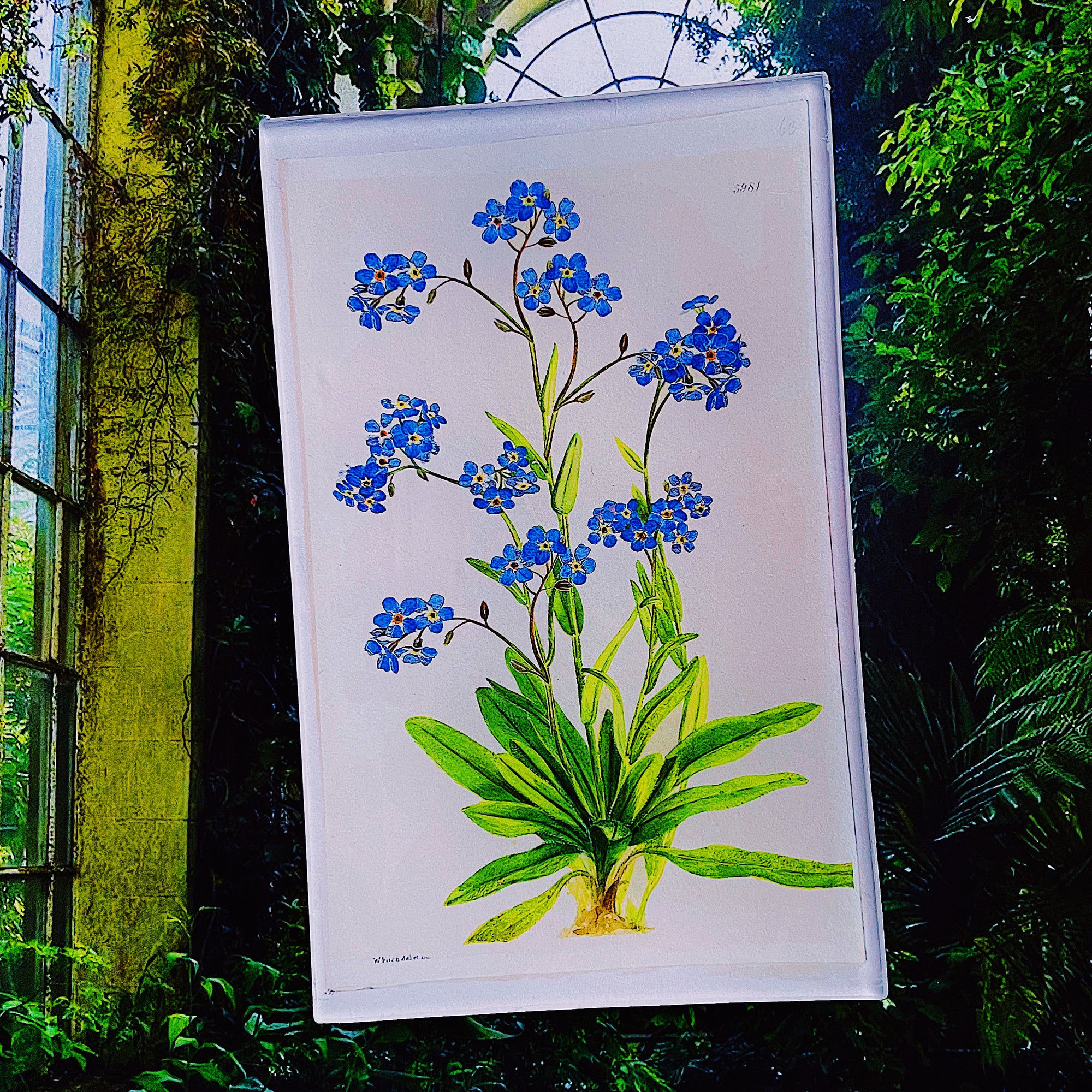 Forget Me Nots Decoupage Glass Tray