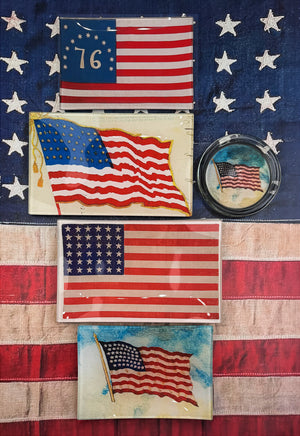 Old Glory American Flag Decoupage Glass Tray