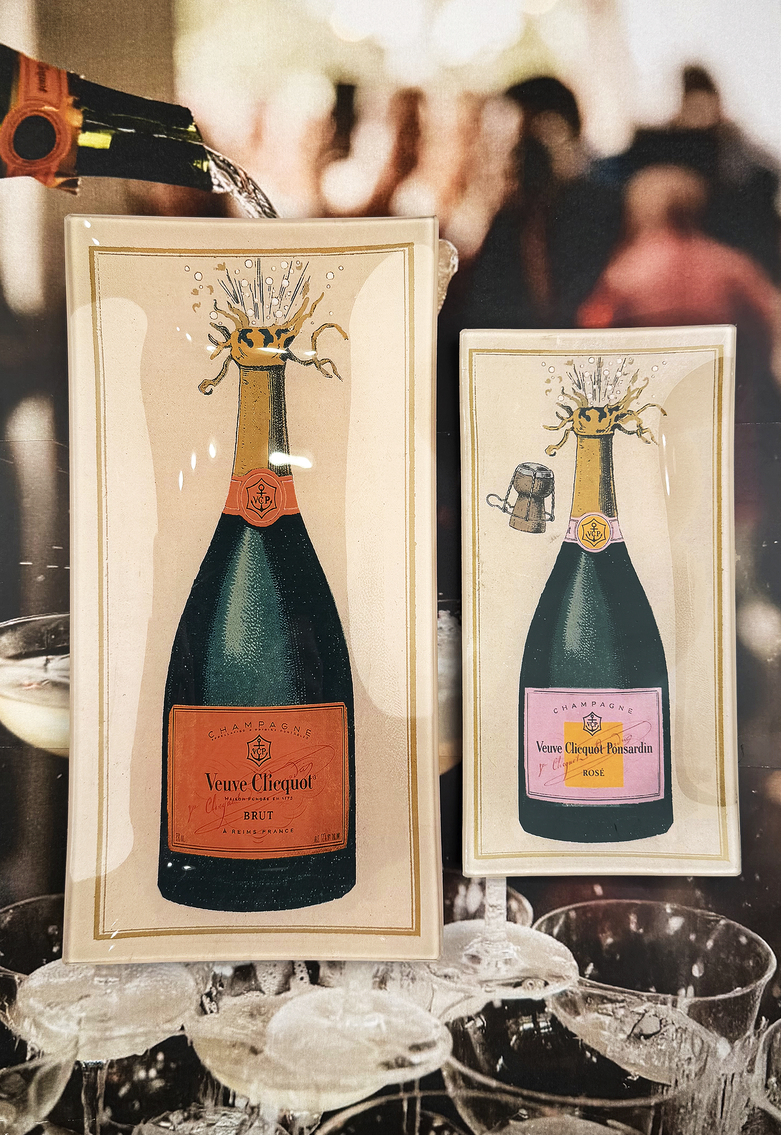 Veuve Cliquot Brut Champagne Glass Decoupage Tray