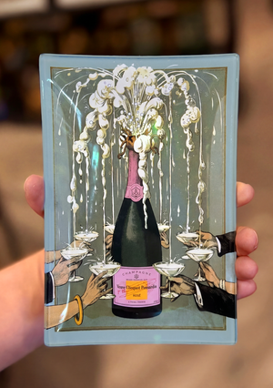 Veuve Cliciquot Rosé Toast Decoupage Glass Tray | 6 Sizes