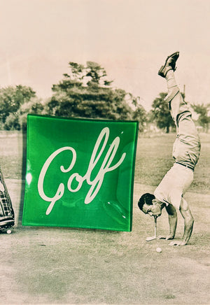 Golf Script Decoupage Glass Tray