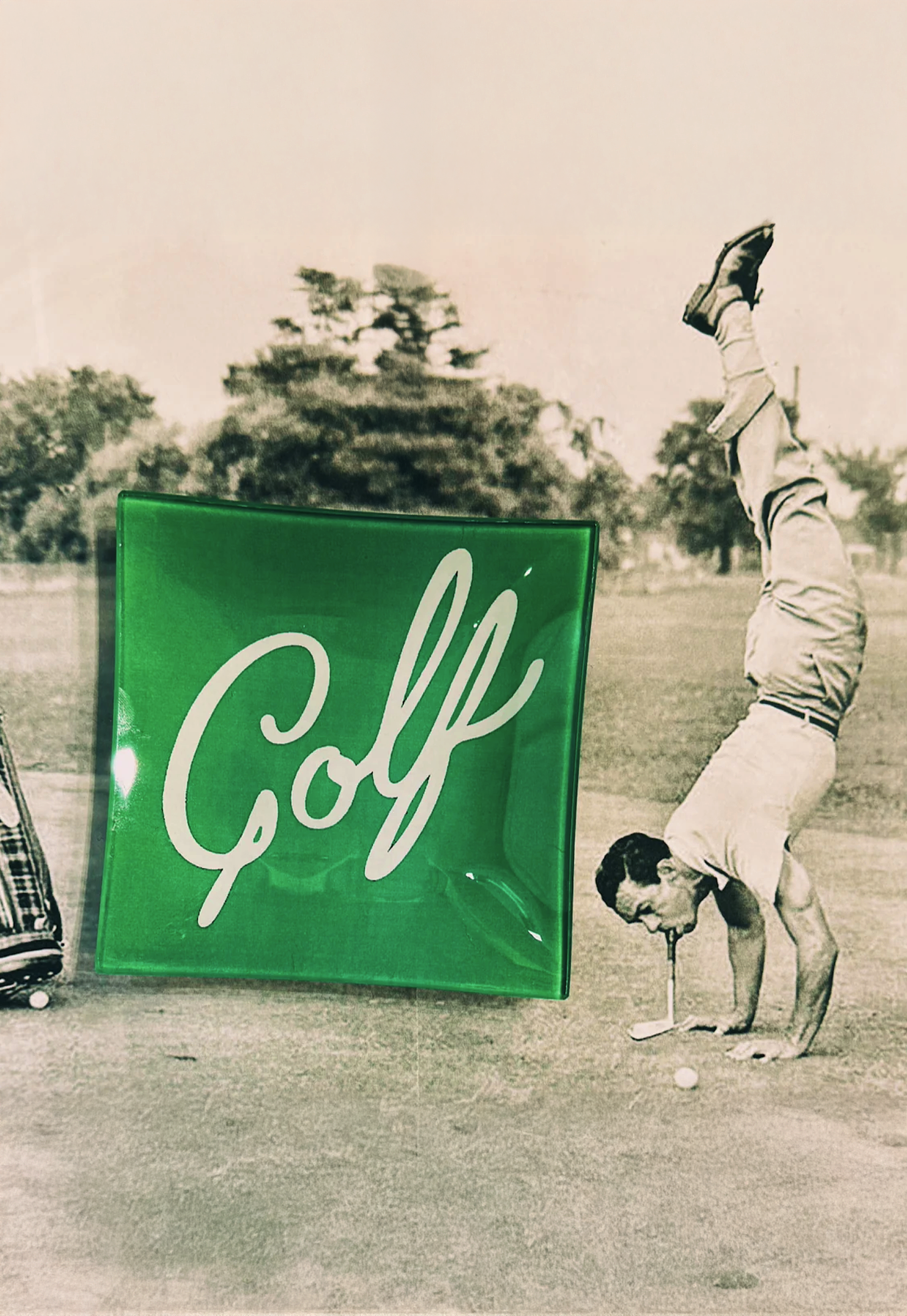 Golf Script Decoupage Glass Tray - Bensgarden.com