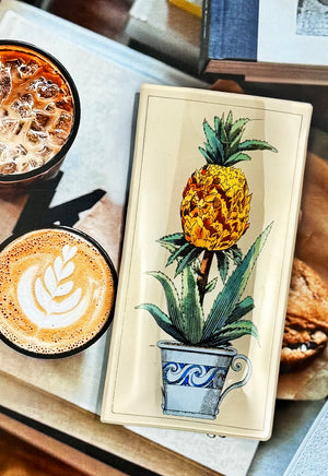 Hawaiian Planted Pineapple Glass Decoupage Tray