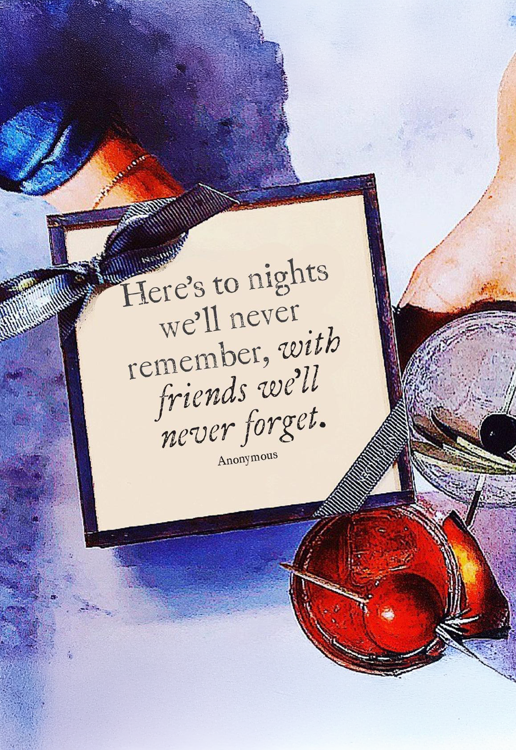 Here's To Nights Copper & Glass Coasters, Set of 4