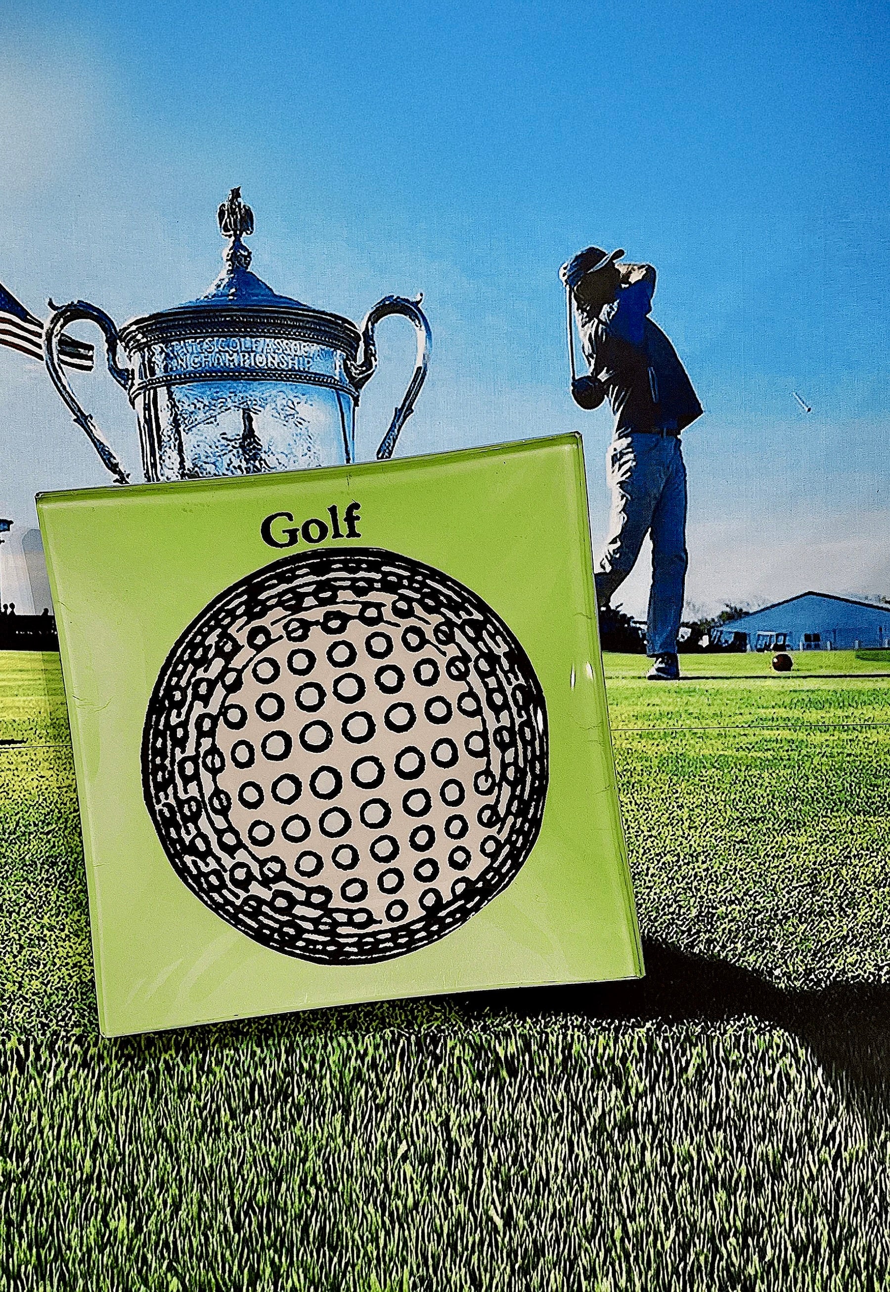 Hole In One Golf Ball Decoupage Glass Tray - Bensgarden.com