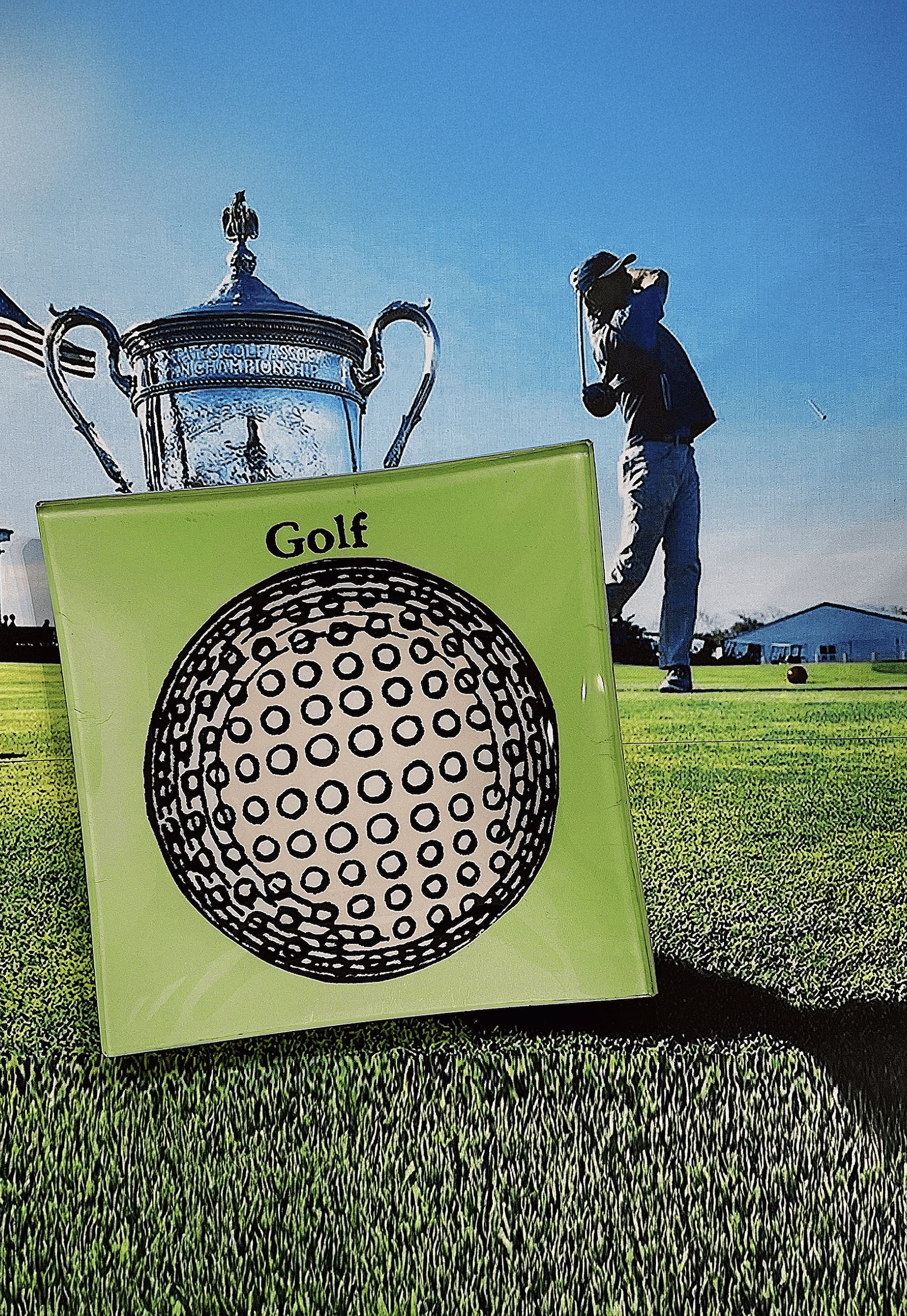 Hole In One Golf Ball Decoupage Glass Tray - Bensgarden.com