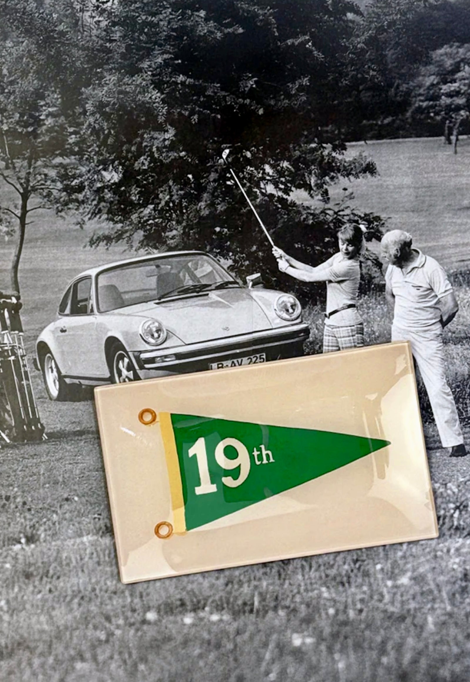 Hole No. 19 Golf Decoupage Glass Tray