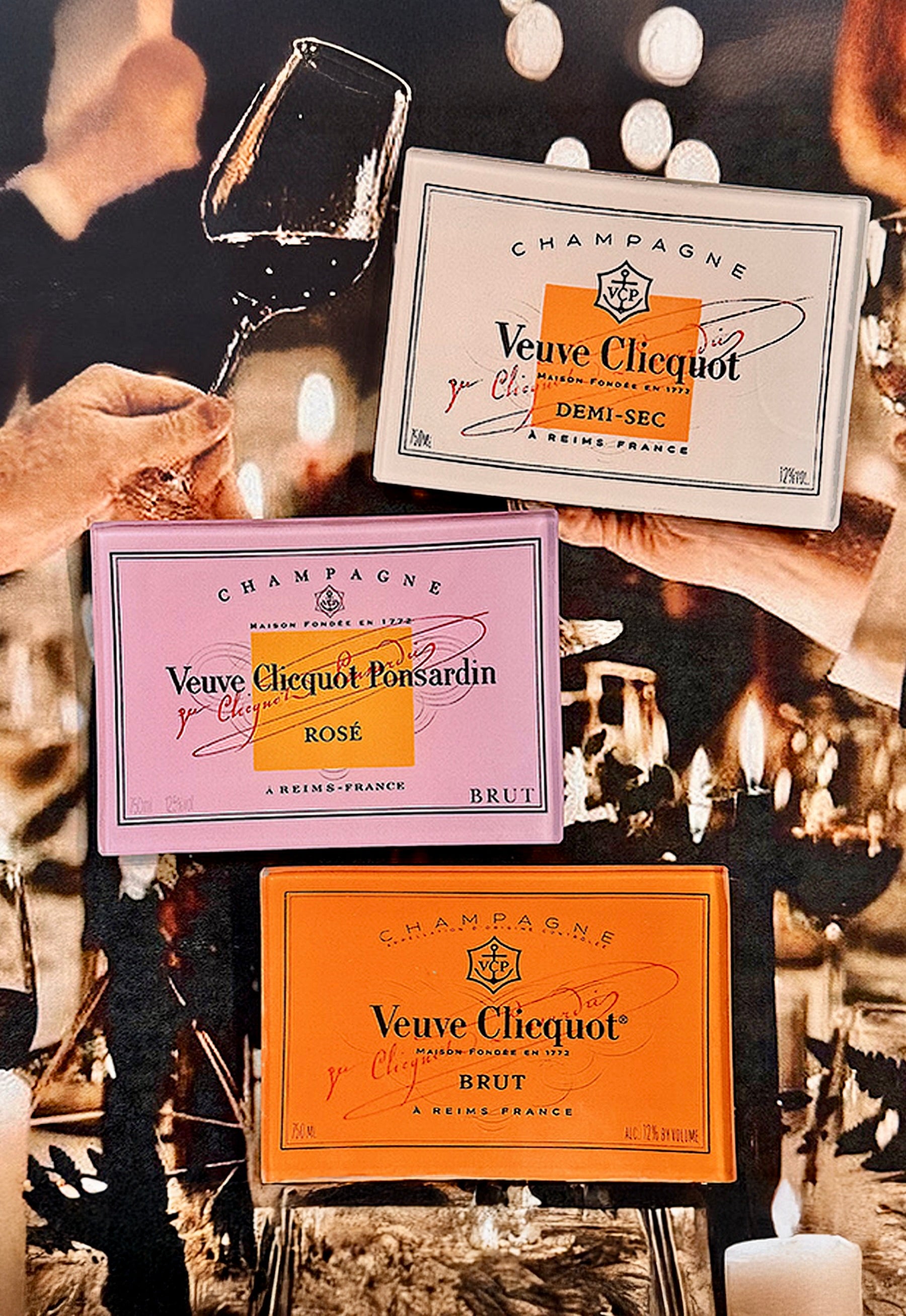 Veuve Clicquot Rose Decoupage Glass Tray