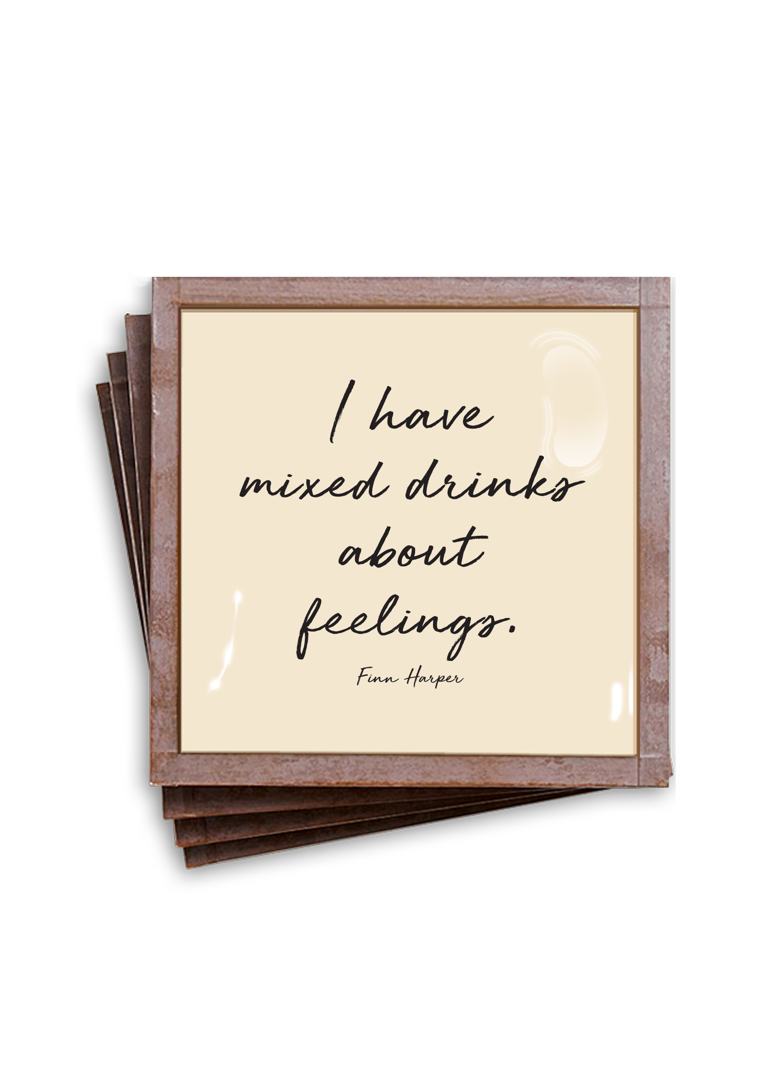 I Have Mixed Drinks About Feelings Copper & Glass Coasters, Set of 4