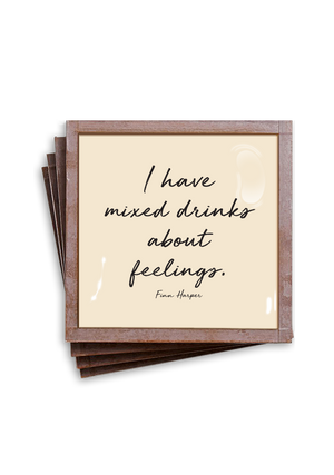 I Have Mixed Drinks About Feelings Copper & Glass Coasters, Set of 4