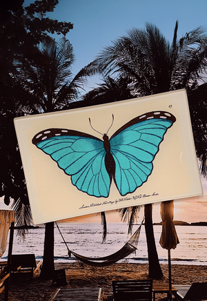 Capri Blue Butterfly Decoupage Glass Tray