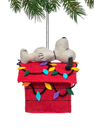 Hand-Sewn Felt Snoopy Christmas House Ornament