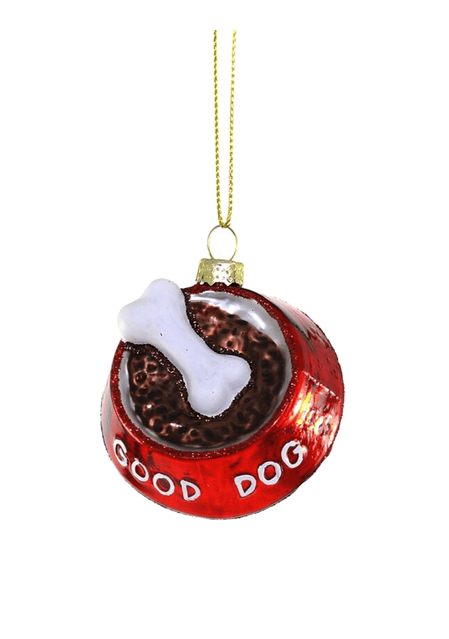 "Good Dog" Dog Bowl Glass Christmas Ornament