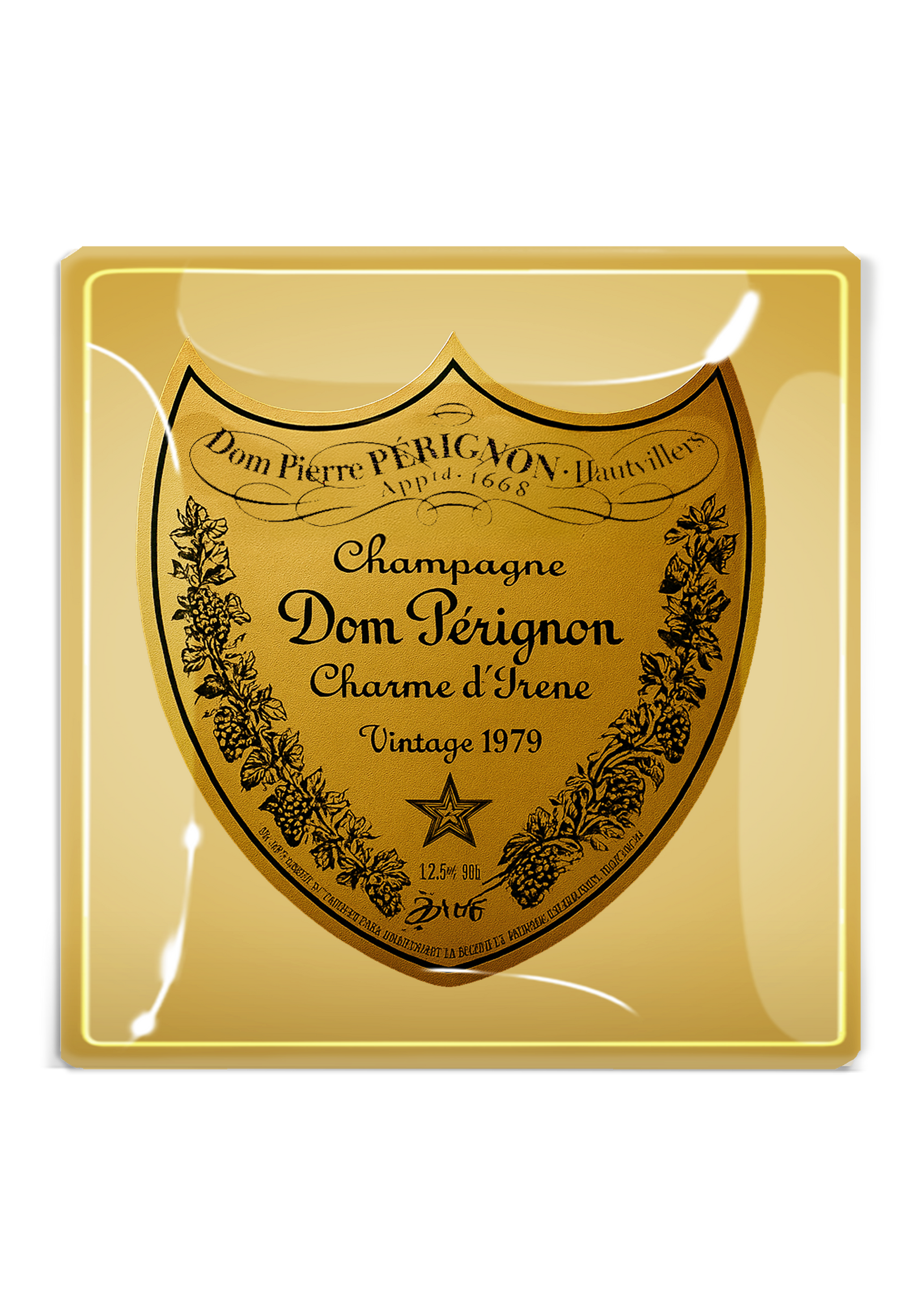 Vintage Dom Perignon Brut Decoupage Glass Tray