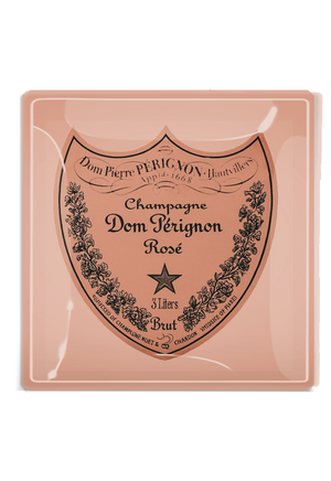 Vintage Dom Pérignon Rose Decoupage Glass Tray