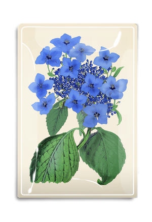 Blue Lace Hydrangea Decoupage Glass Tray
