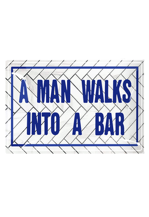 A Man Walks Into A Bar Decoupage Glass Tray