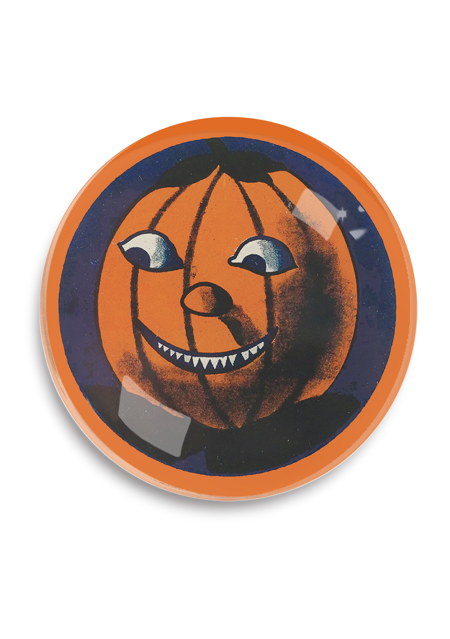 Pumpkin Midnight Blue Round Decoupage Tray