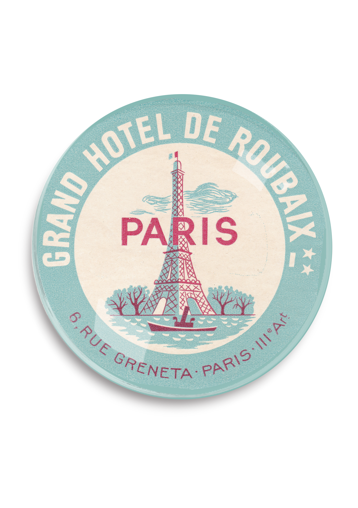 Paris Grand Hotel Round Decoupage Tray