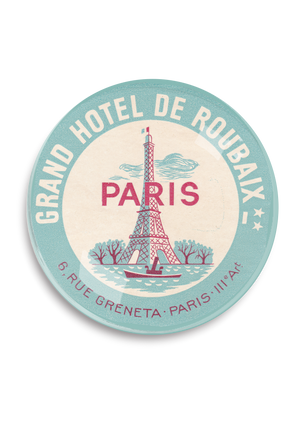 Paris Grand Hotel Round Decoupage Tray