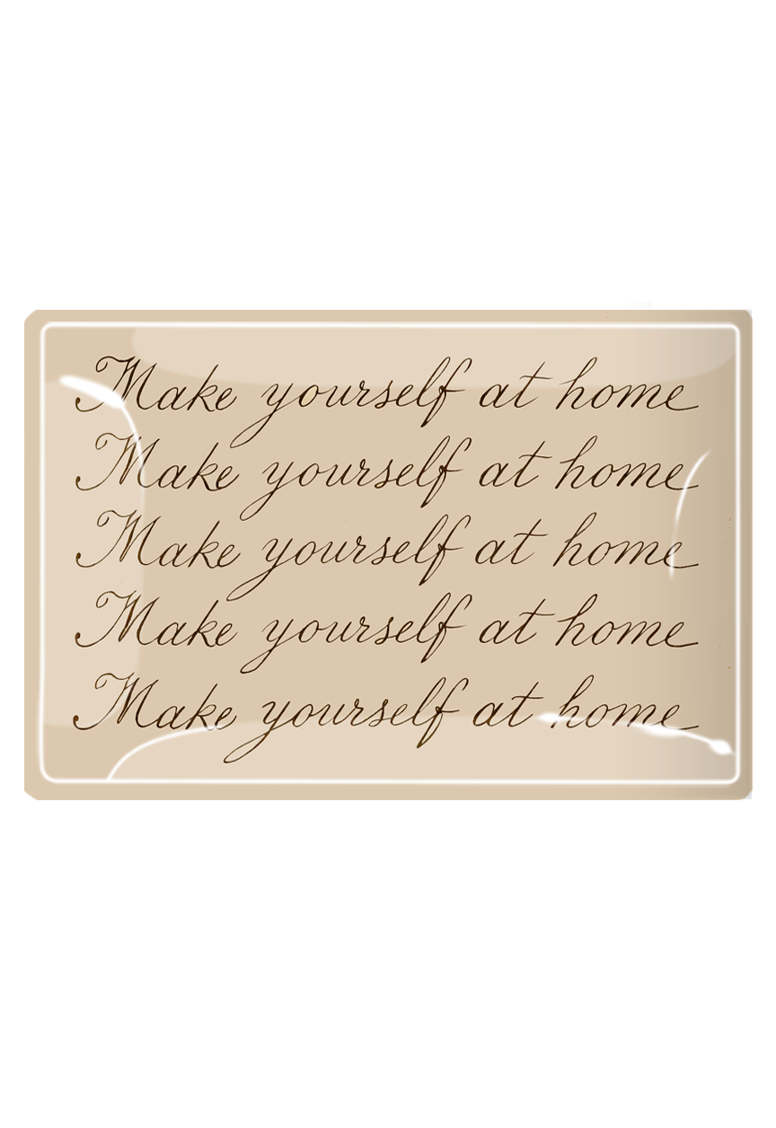 Make Yourself At Home Cursive Decoupage Glass Tray