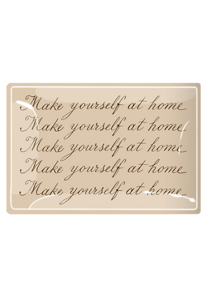 Make Yourself At Home Cursive Decoupage Glass Tray