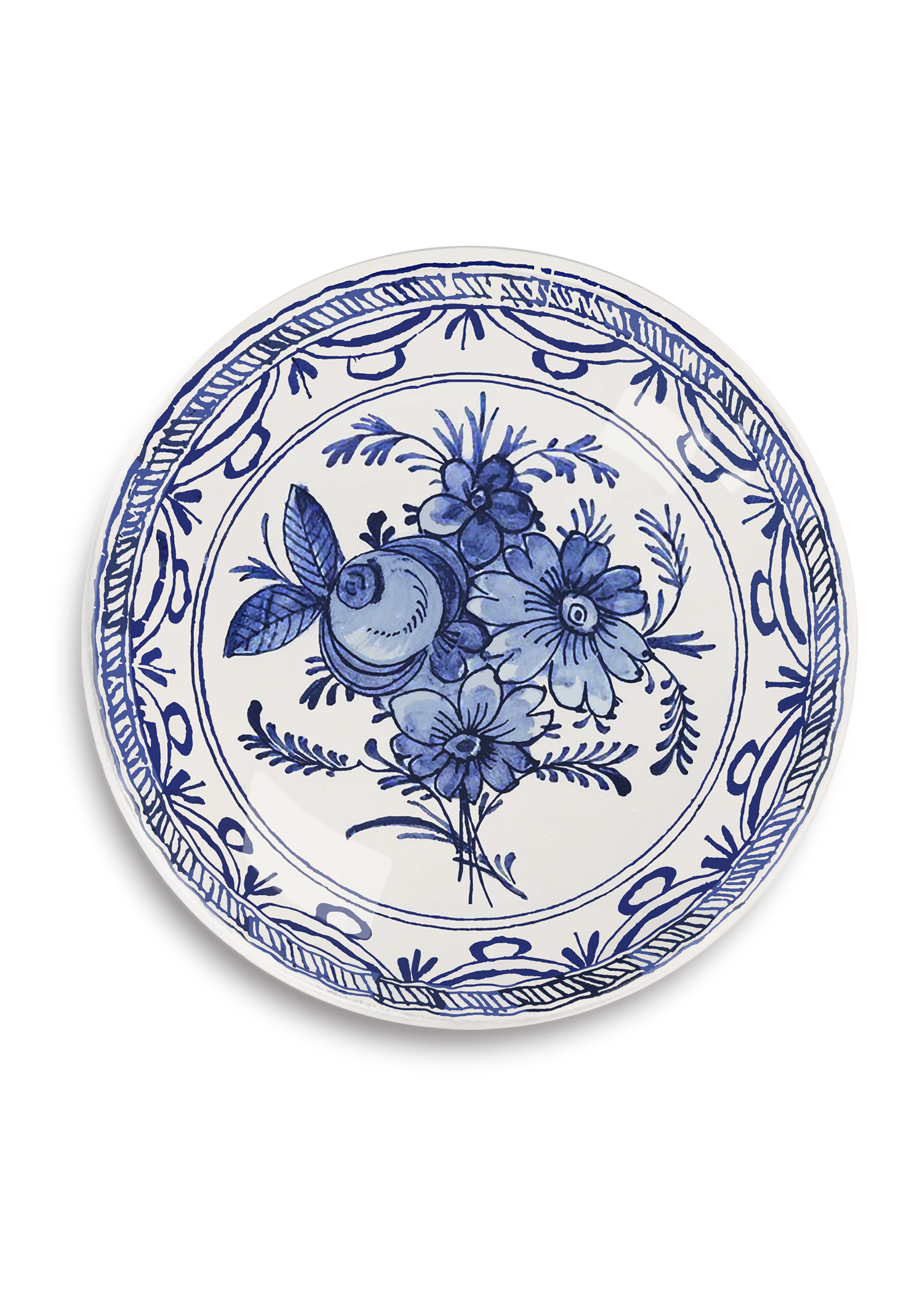 Blue and White Delft #1 Round Decoupage Tray