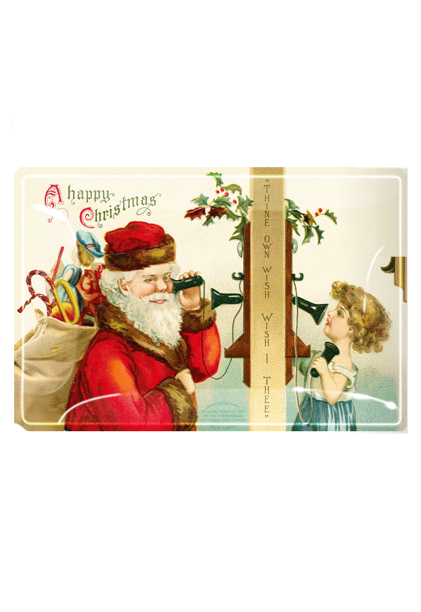A Happy Christmas By Telephone Decoupage Glass Tray