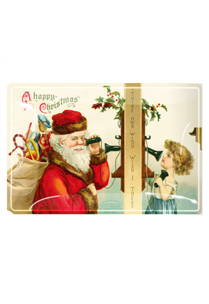 A Happy Christmas By Telephone Decoupage Glass Tray
