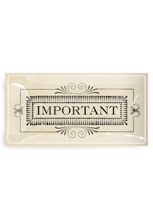 Important Stamp Decoupage Glass Tray