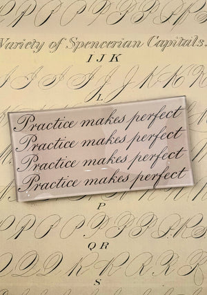Practice Makes Perfect Cursive Decoupage Glass Tray