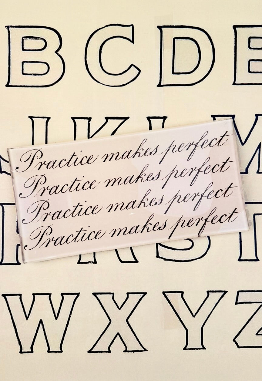 Practice Makes Perfect Cursive Decoupage Glass Tray