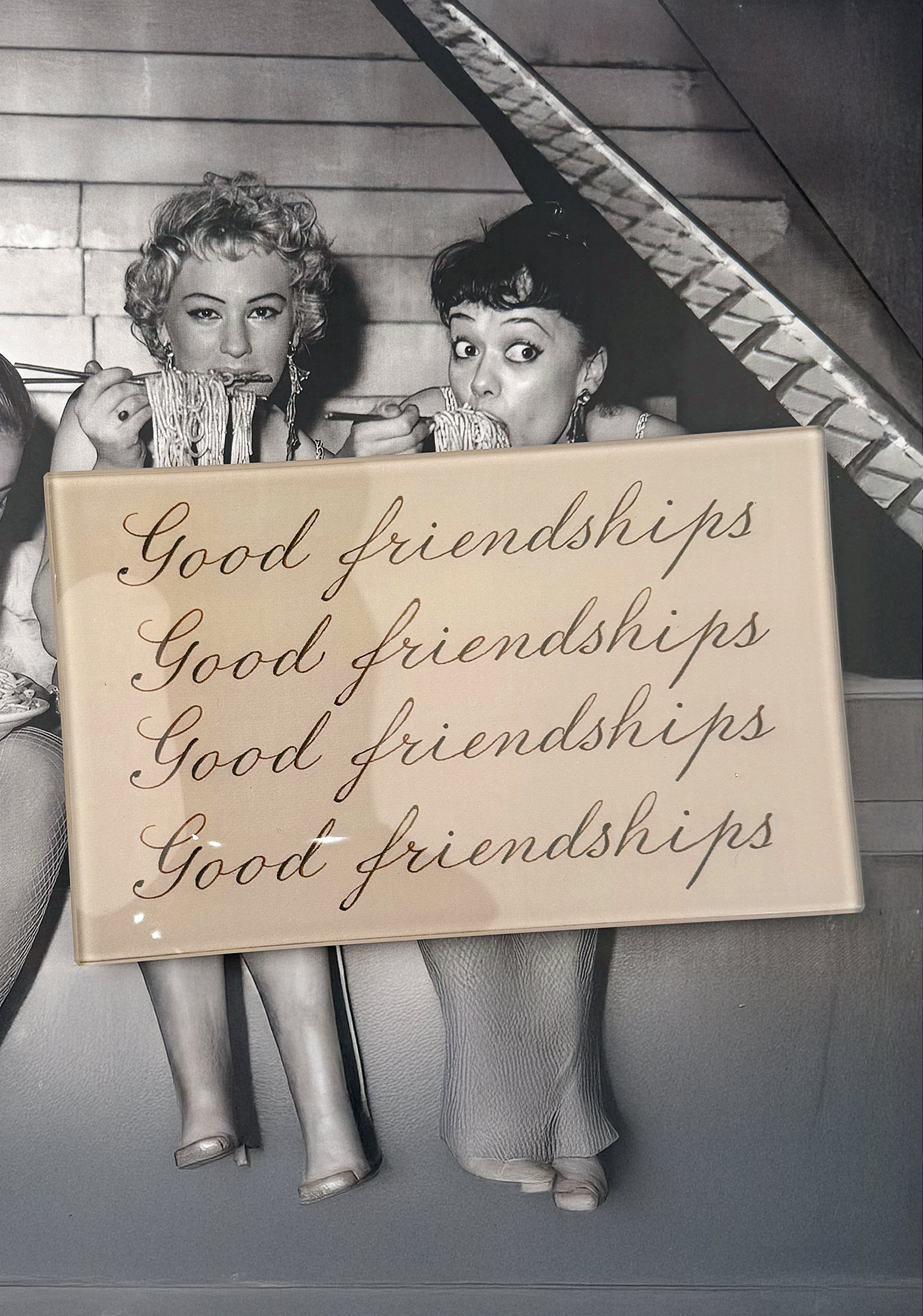 Good Friendships Cursive Decoupage Glass Tray
