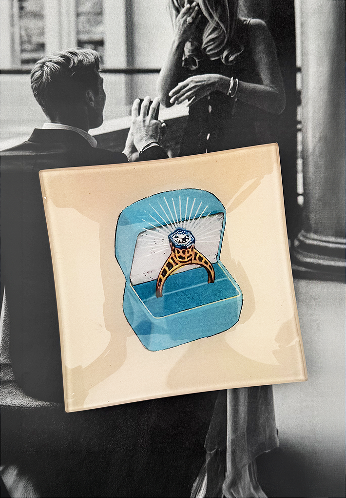 The Ring Box Decoupage Glass Tray