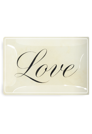 Romantic Love Script Decoupage Glass Tray