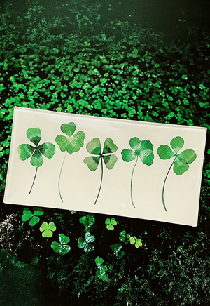 Five Lucky Clovers Decoupage Glass Tray