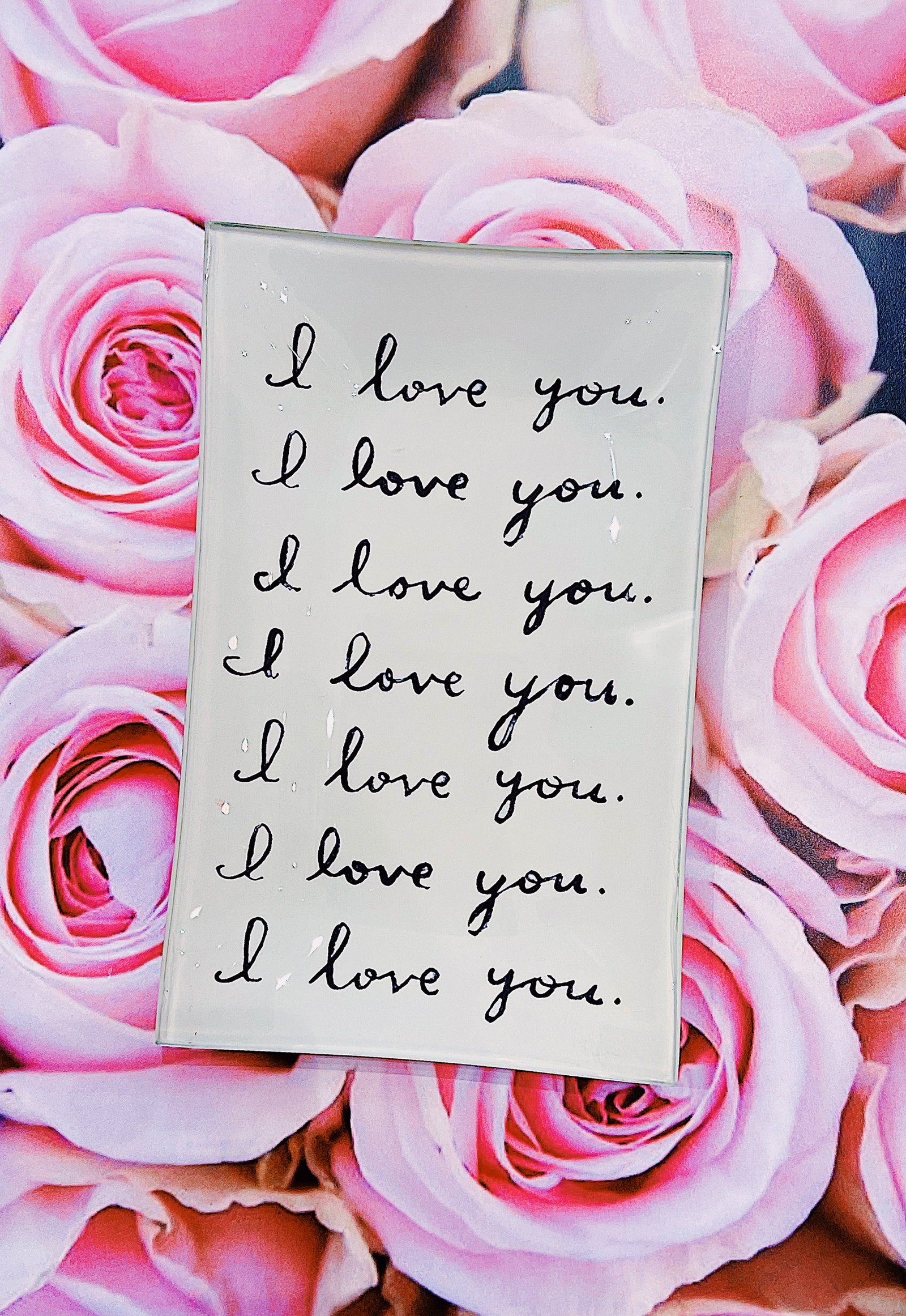 I Love You. I Love You. Decoupage Glass Tray - Bensgarden.com