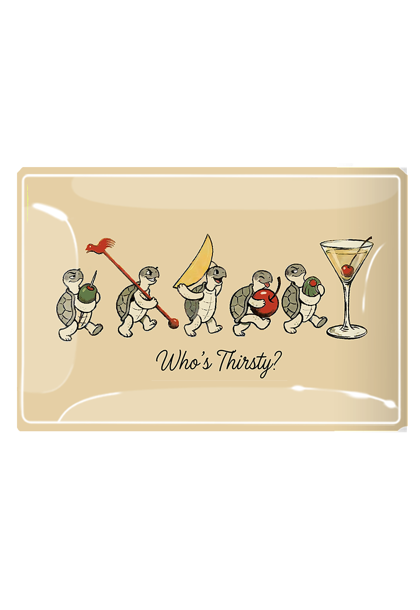 Who's Thirsty Decoupage Glass Tray