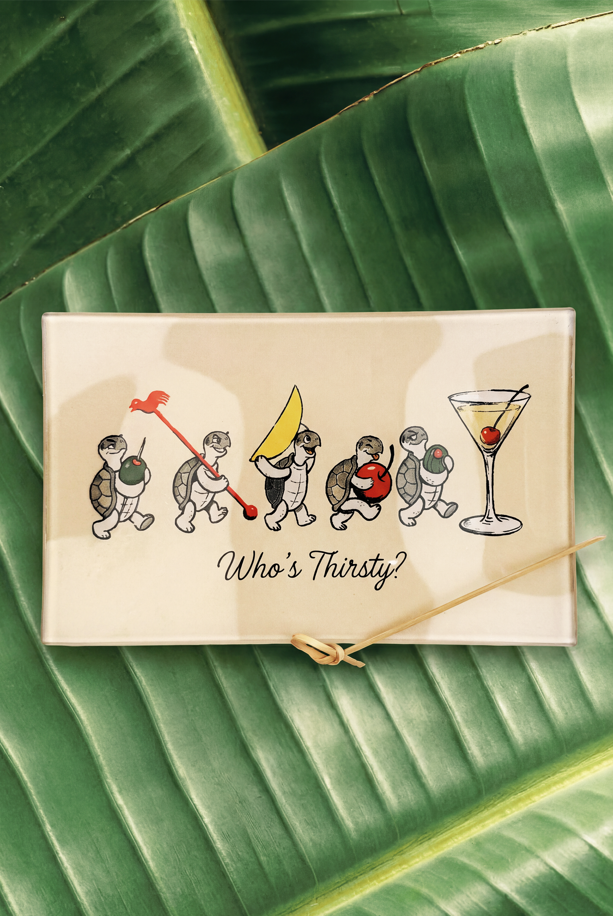 Who's Thirsty Decoupage Glass Tray